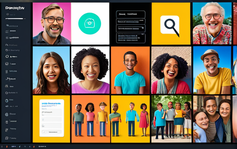 **Prompt:** Empathetic user interface design: A diverse group of people interacting joyfully with a website, illustrating accessibility, inclusion, and emotional connection through vibrant colors, storytelling, and user-friendly navigation.