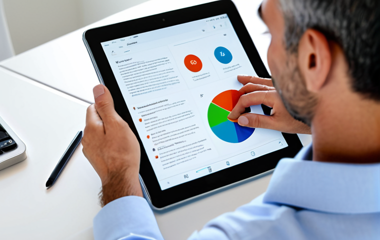 A professional individual, fully clothed in modern business casual attire, confidently navigating a sleek tablet device in a brightly lit, minimalist home office. The tablet screen displays intuitive, tailored product recommendations with a subtle glow, clearly indicating an "AHA-moment" of perfect discovery and efficiency. The background is softly blurred to emphasize the subject. Perfect anatomy, correct proportions, natural pose, well-formed hands, proper finger count, natural body proportions. Safe for work, appropriate content, fully clothed, professional, family-friendly.