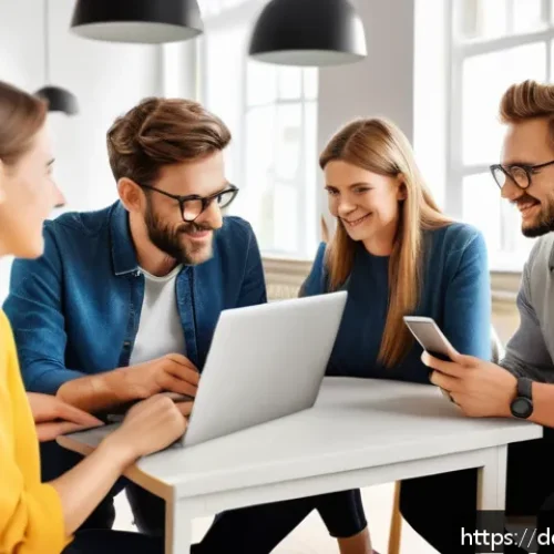 Home 32 하이퍼 퍼스널라이제이션을 위한 온라인 커뮤니티 활용 - A vibrant, modern online community forum scene showing diverse German adults engaging in lively disc...
