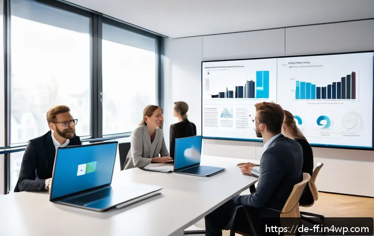 하이퍼 퍼스널라이제이션을 위한 고객 서베이 - A modern office scene featuring a diverse group of German market researchers engaging in an emotiona...
